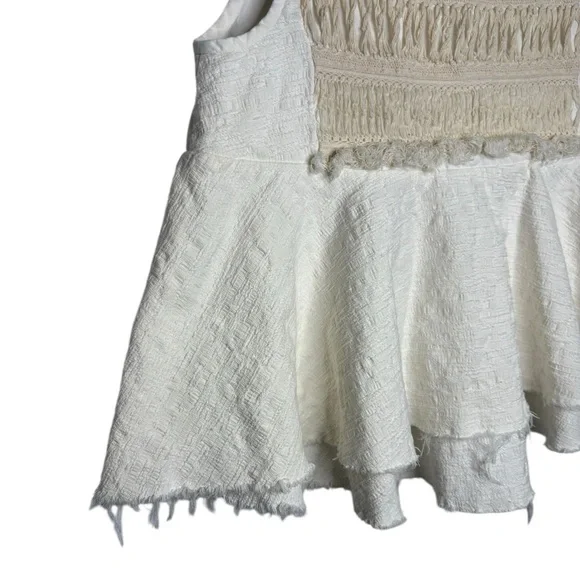 Tibi White Peplum Babydoll Sleeveless Boho Flowy Blouse Size 8 - Picture 7 of 12